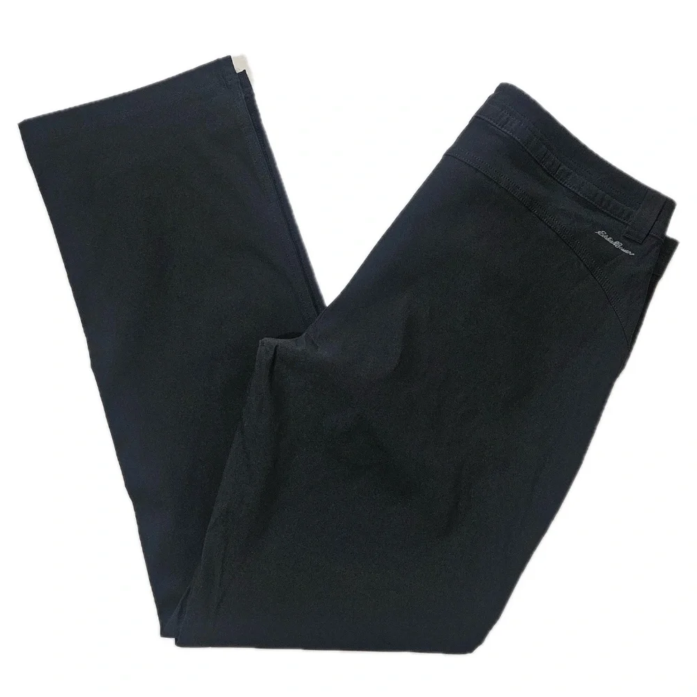 Eddie Bauer Pants‎ Womens 14 Black Chino Straight Nylon Spandex Pockets